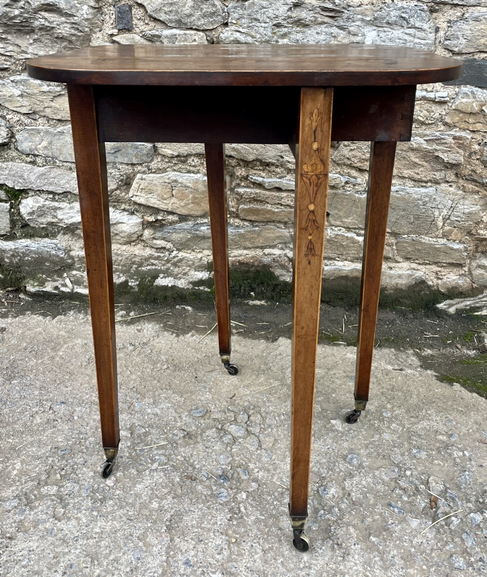 Small Georgian Marquetry Inlaid Drop Leaf Table View XVIII