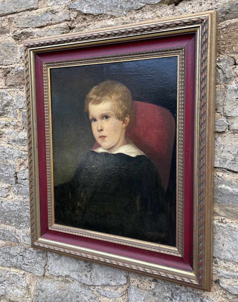 Oil Portrait of a Young Boy Attributed to Carl Felkel View II
