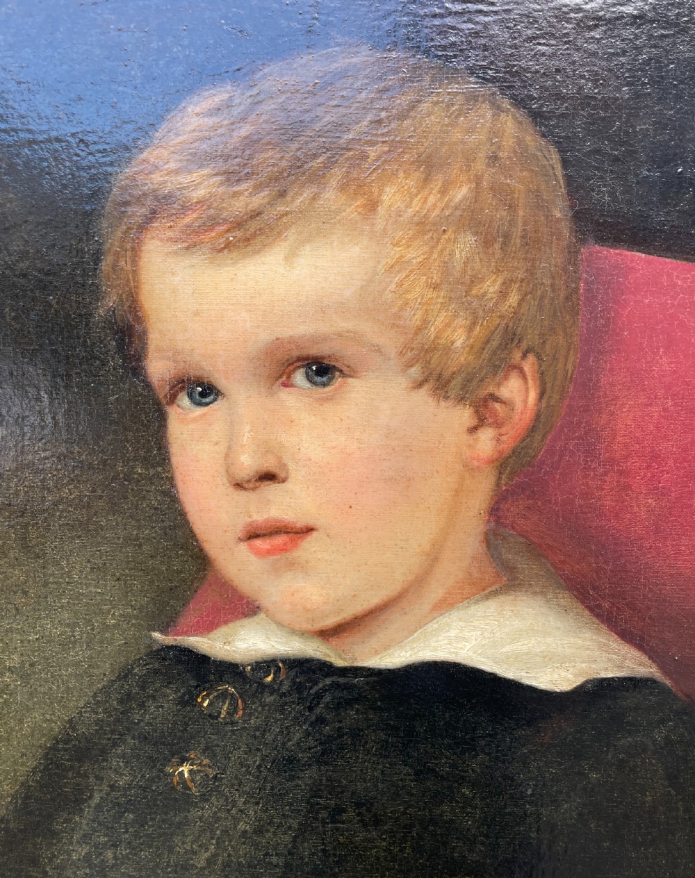 Oil Portrait of a Young Boy Attributed to Carl Felkel View IV