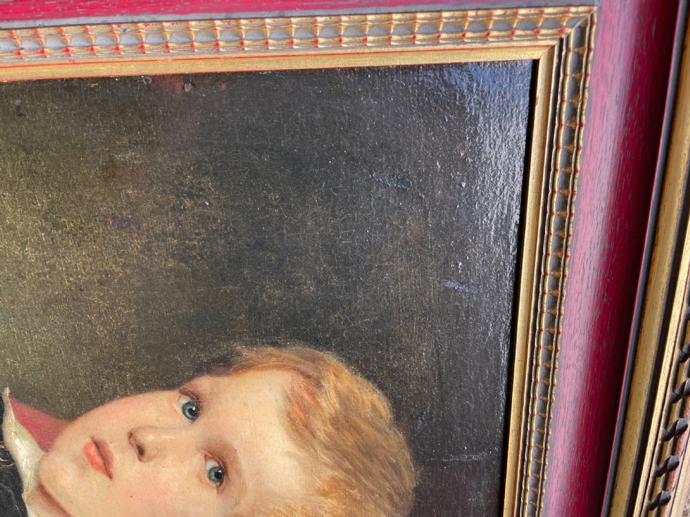 Oil Portrait of a Young Boy Attributed to Carl Felkel View V