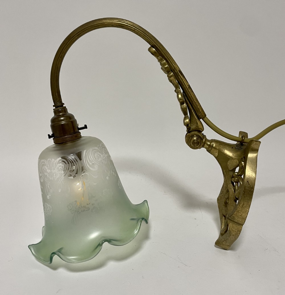 Antique Art Nouveau Style Brass Light View XIII
