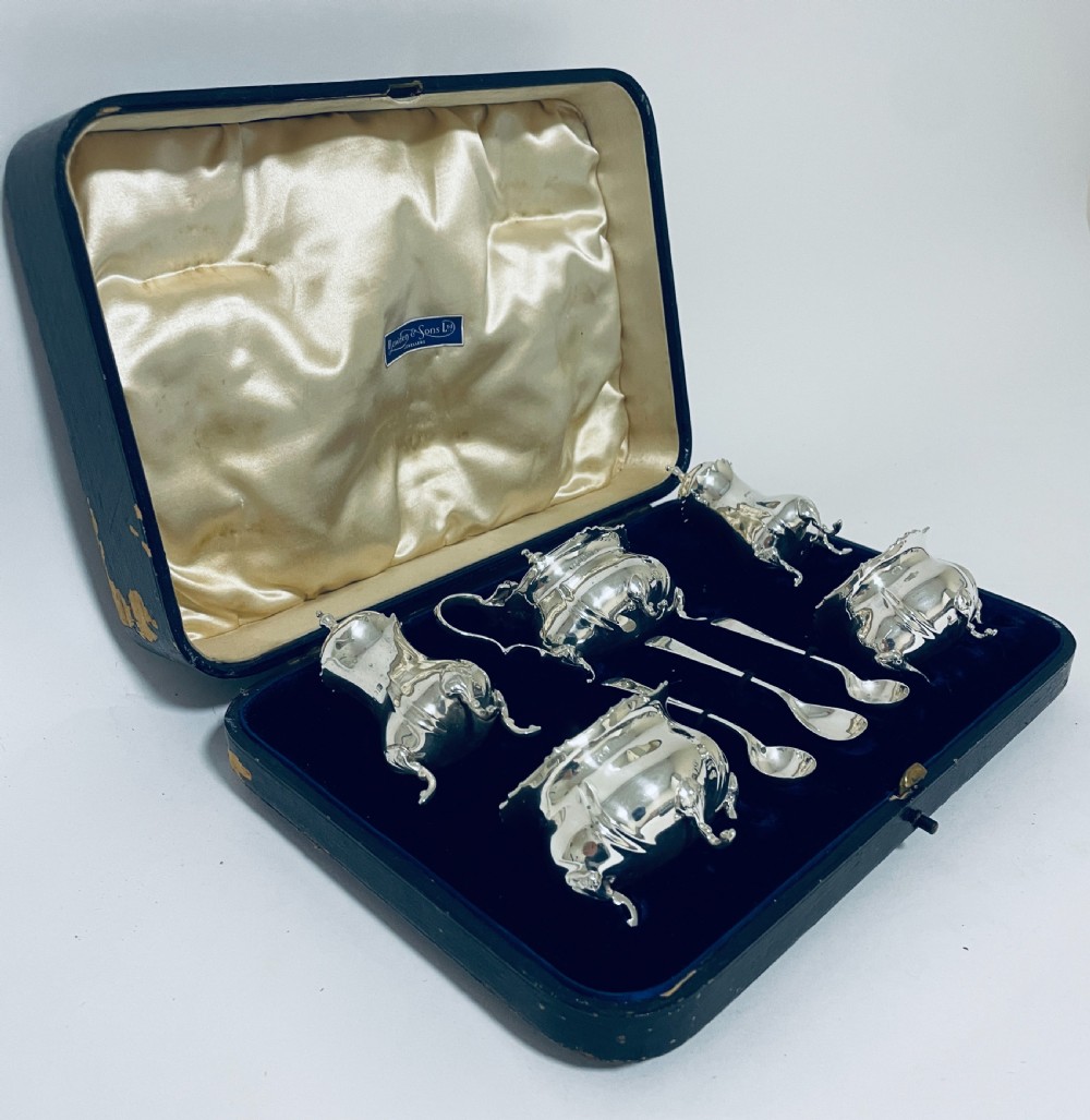 Antique Silver Five Piece Cruet Set View VIII