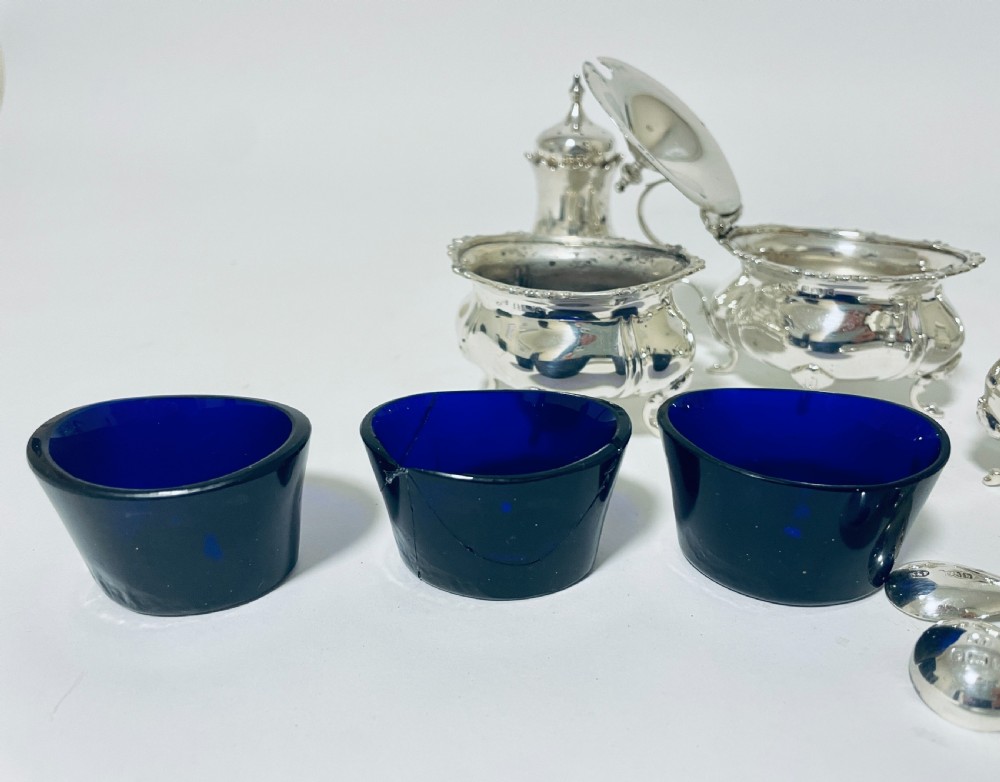 Antique Silver Five Piece Cruet Set View XVII