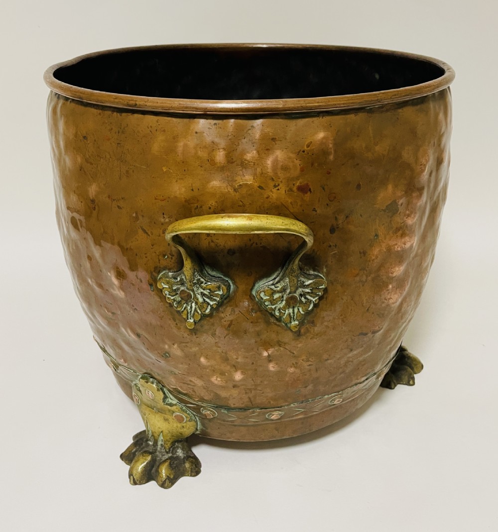 Antique Riveted Copper Bin with Lions Paw Feet View III