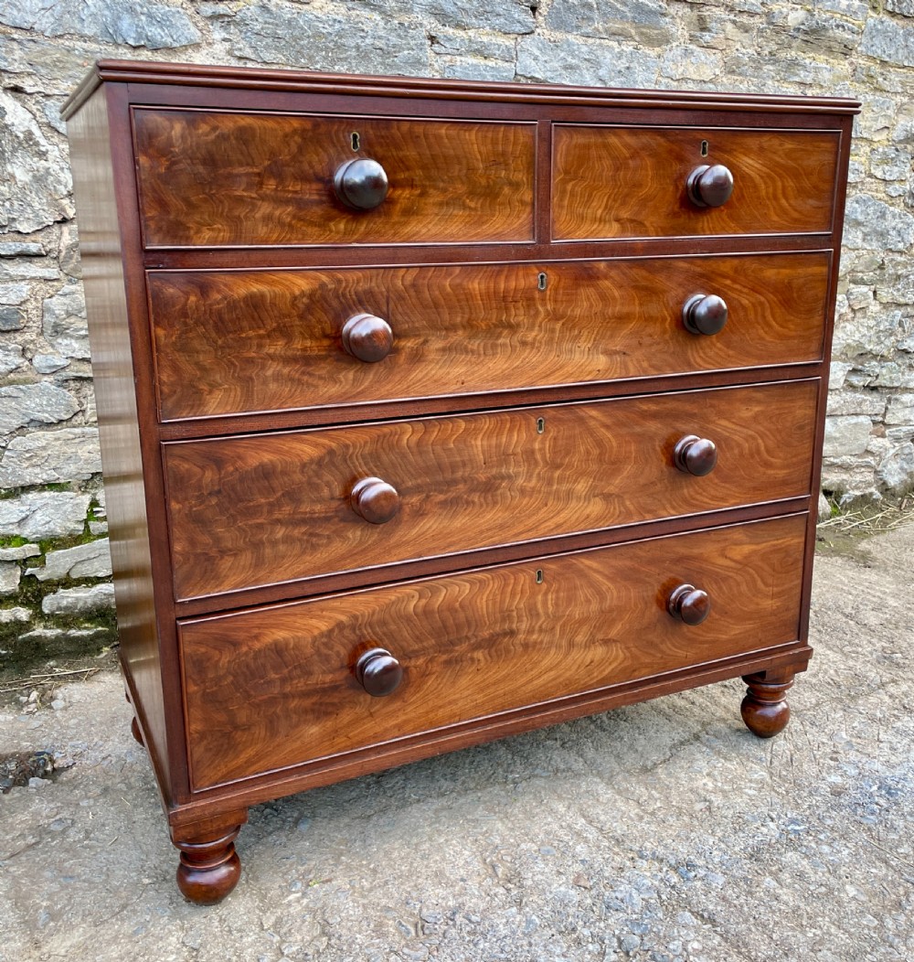 Victorian Flame Mahogany Chest of Drawers View X