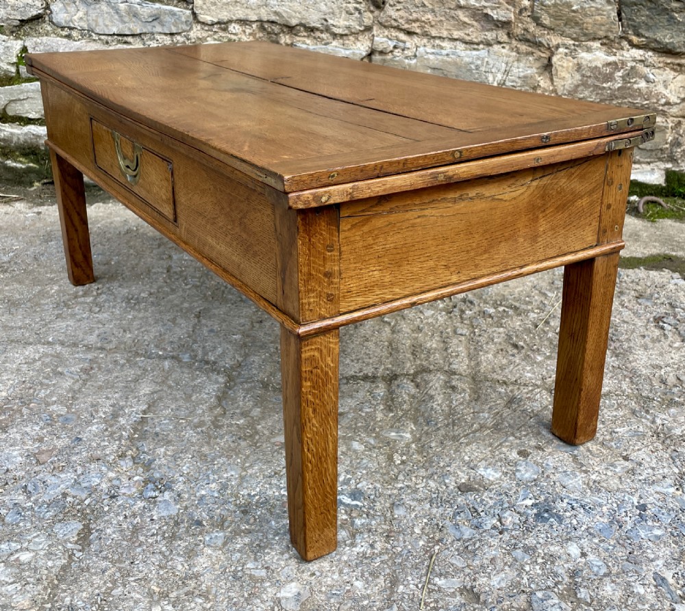 Antique Oak Fold-Over Coffee Table View XI