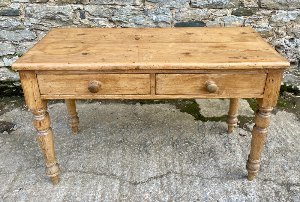 Antique Pine Two Drawer Table