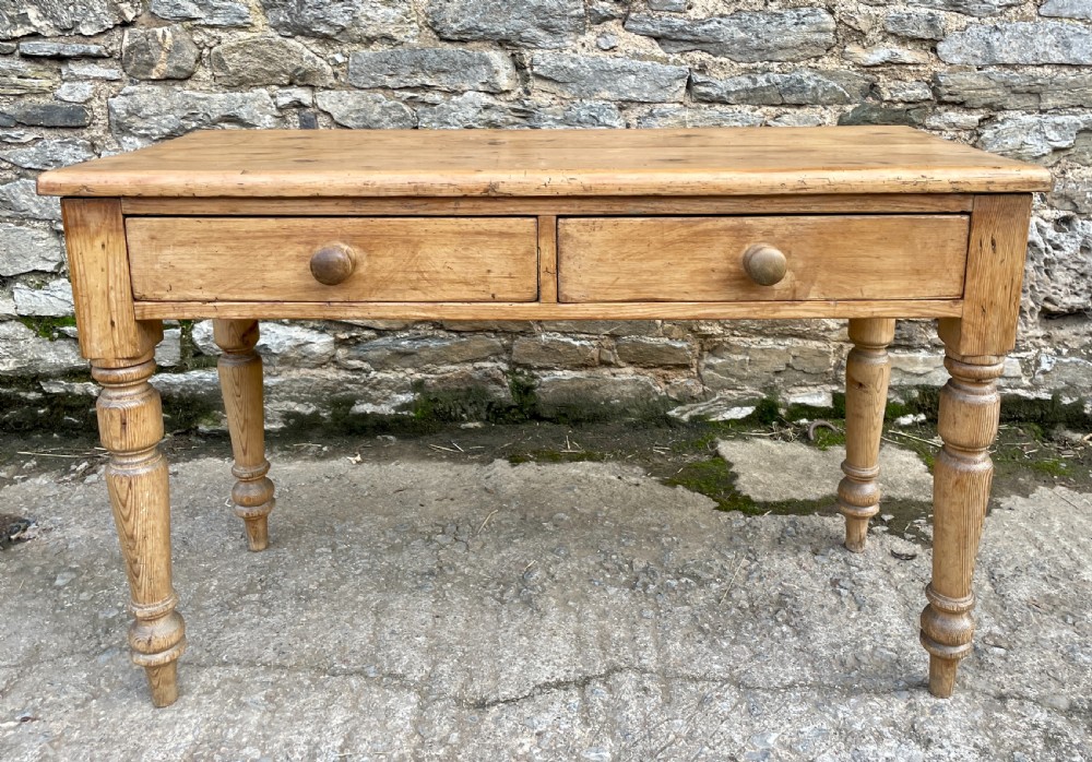 Antique Pine Two Drawer Table View II