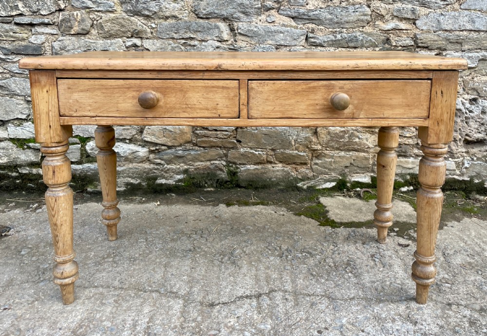Antique Pine Two Drawer Table View III