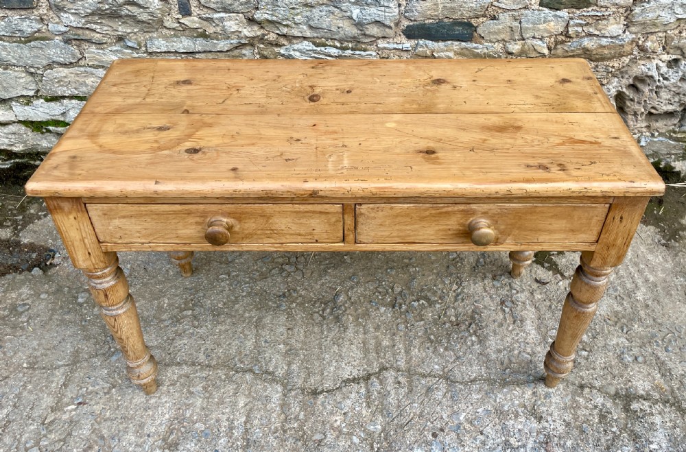 Antique Pine Two Drawer Table View IV
