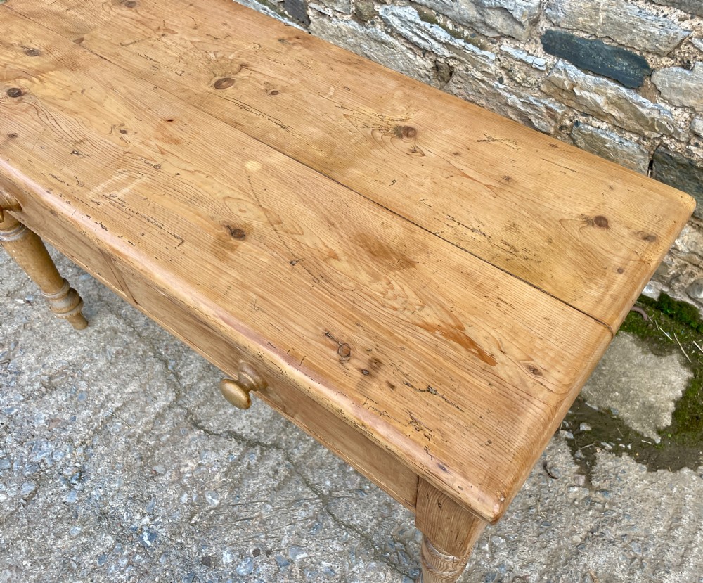Antique Pine Two Drawer Table View VI