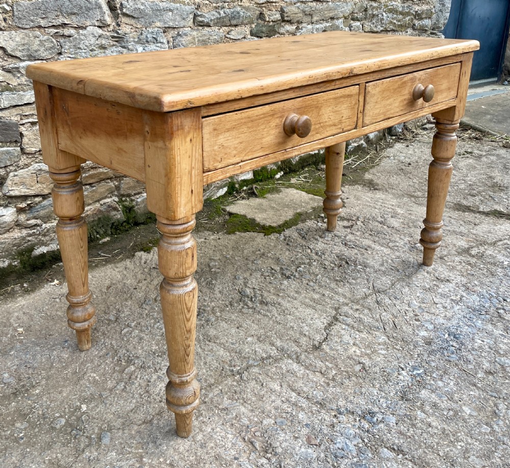 Antique Pine Two Drawer Table View VII