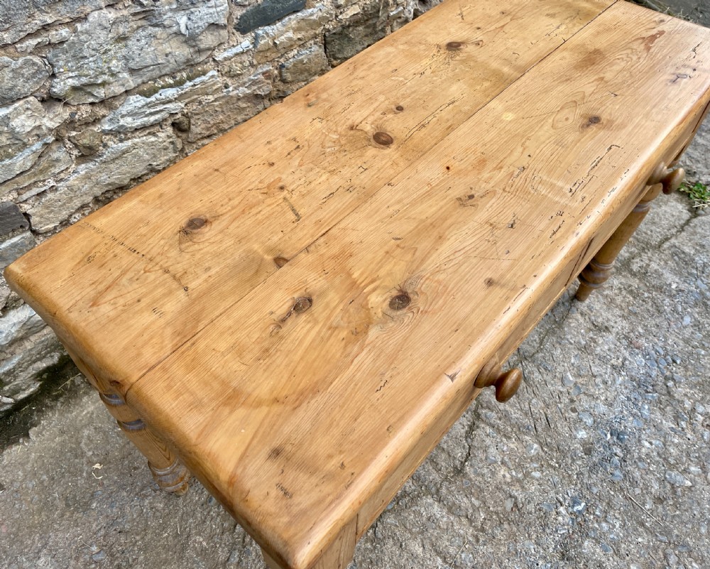 Antique Pine Two Drawer Table View VIII