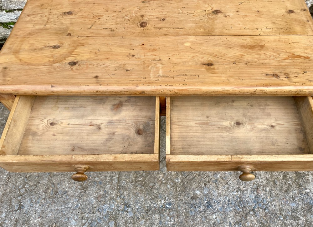 Antique Pine Two Drawer Table View X