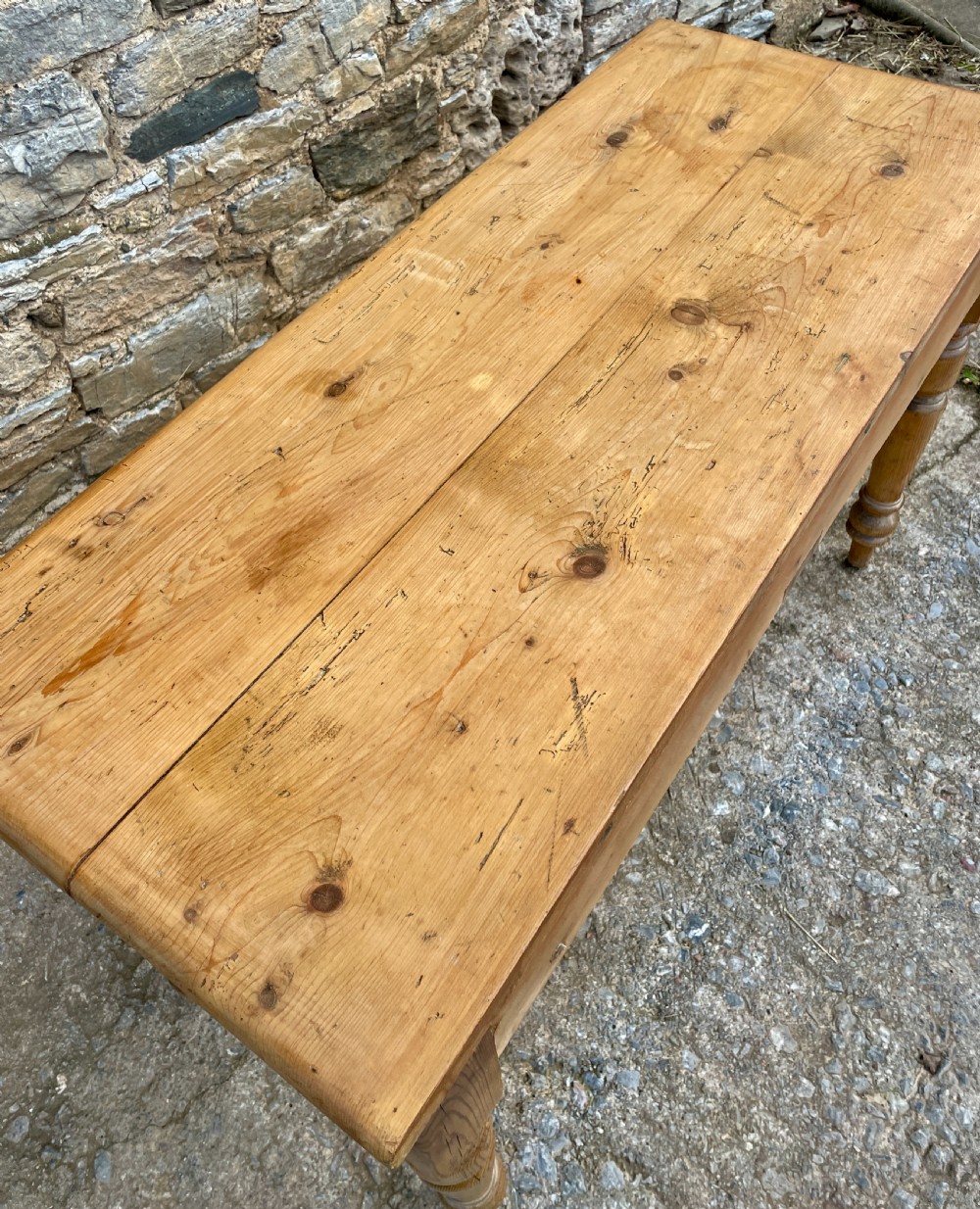Antique Pine Two Drawer Table View XIV