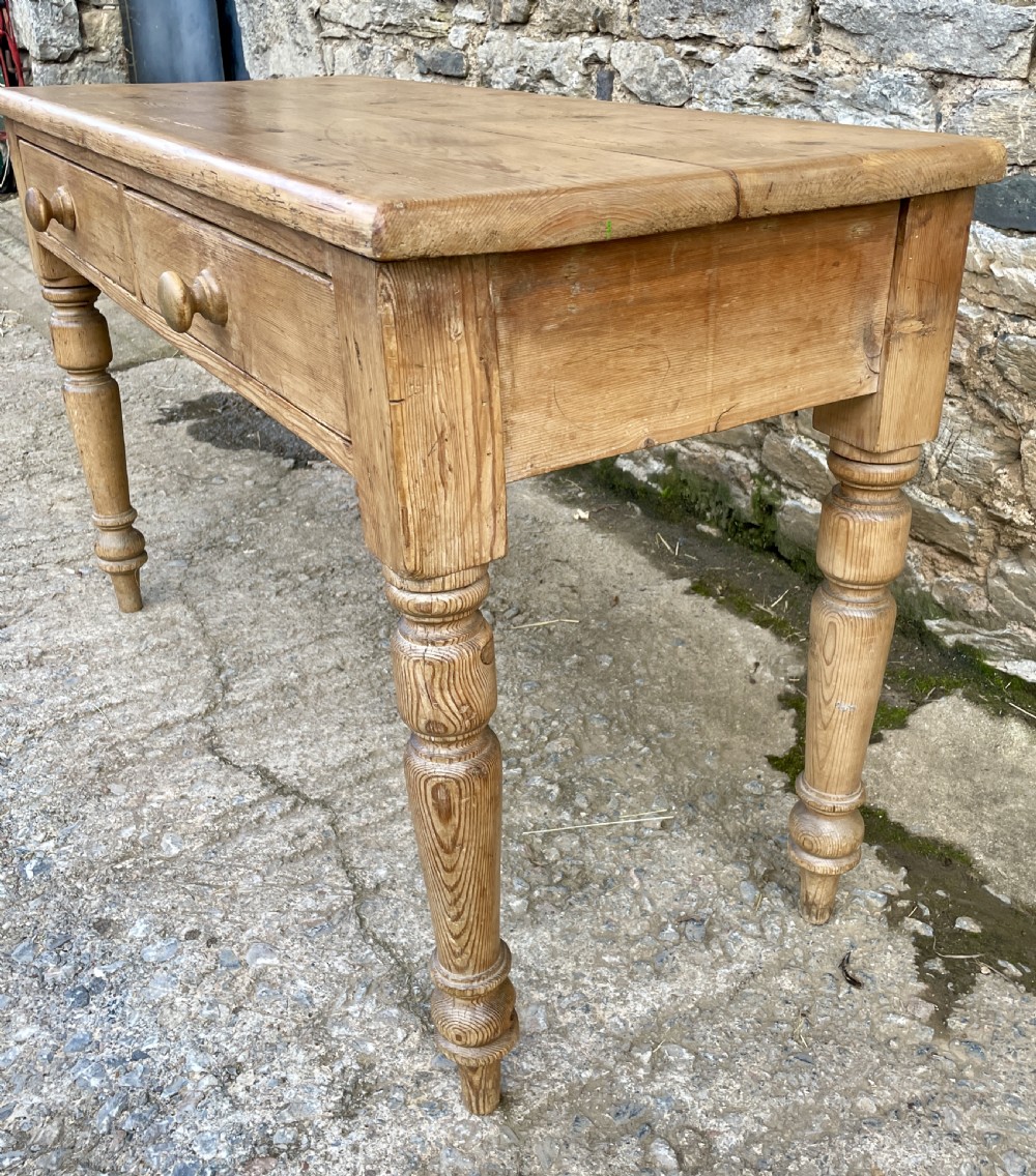 Antique Pine Two Drawer Table View XVI