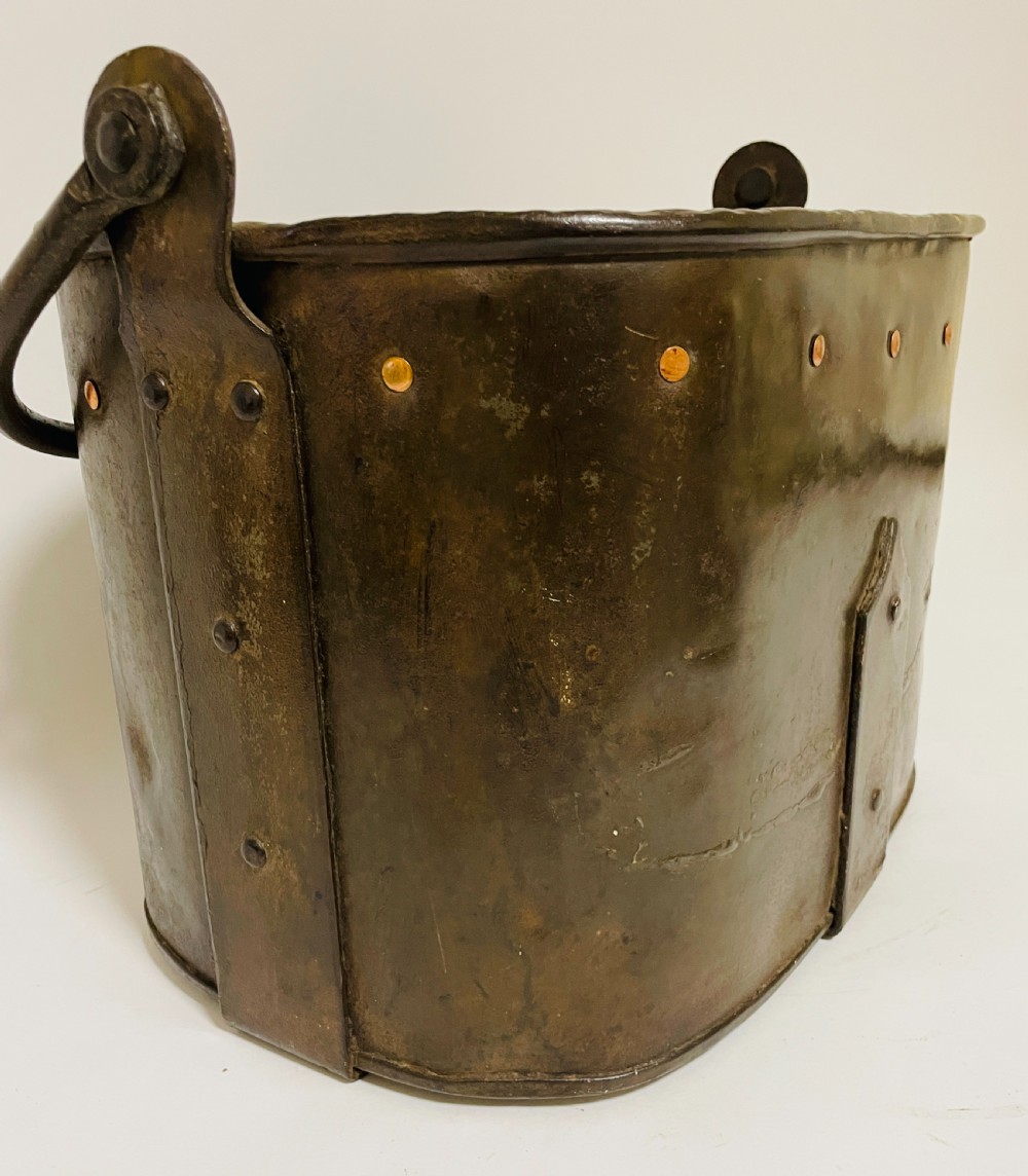 Arts and Crafts Steel and Copper Coal Bucket View XI