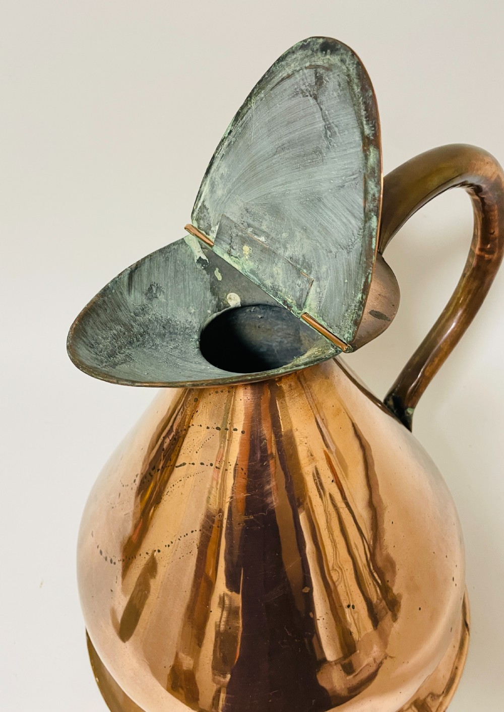 Large Antique Lidded Copper Jug View X