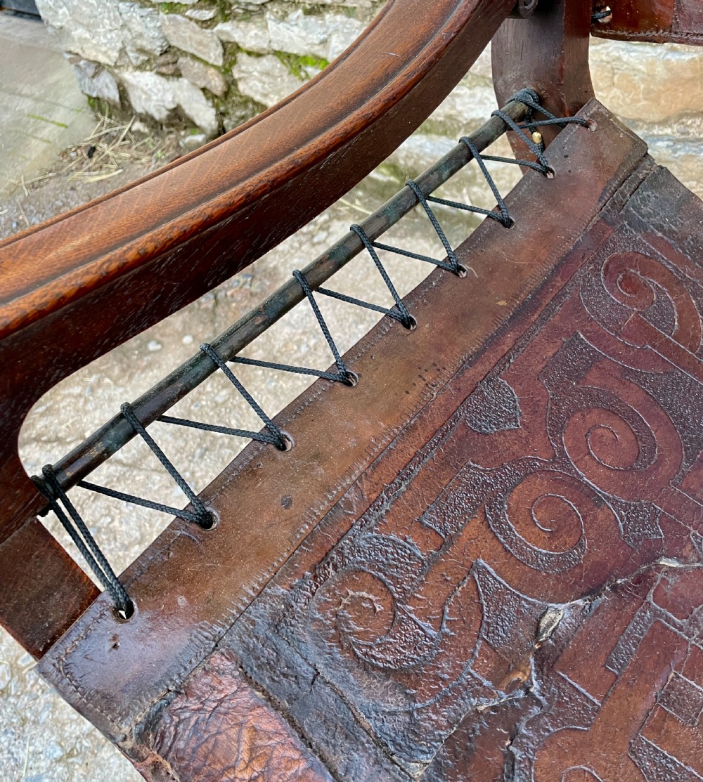 Antique Continental X-Frame Carved Oak Throne View XXI