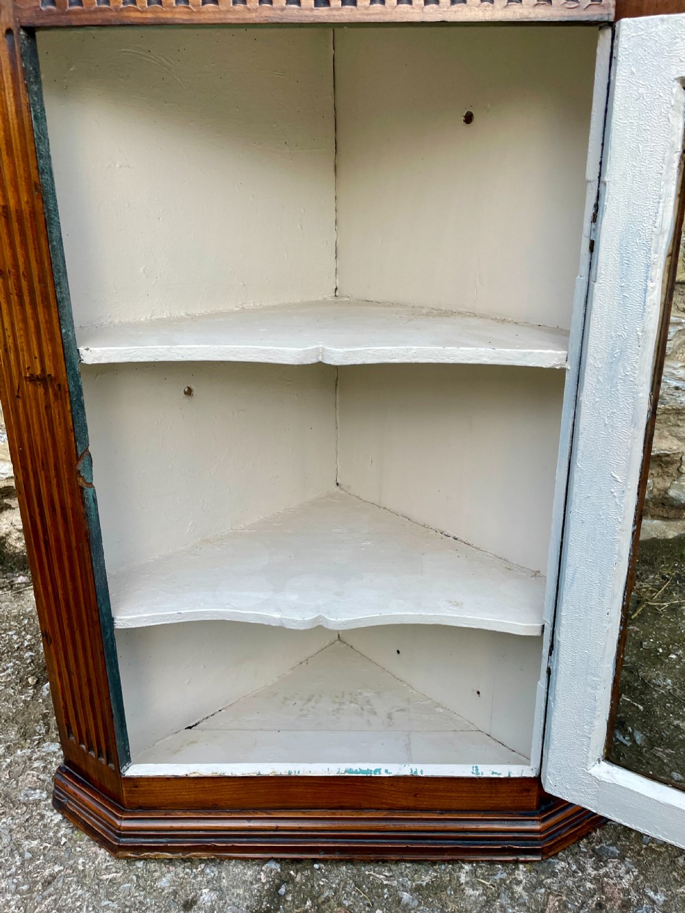 Georgian Elm Hanging Corner Cupboard View XIII