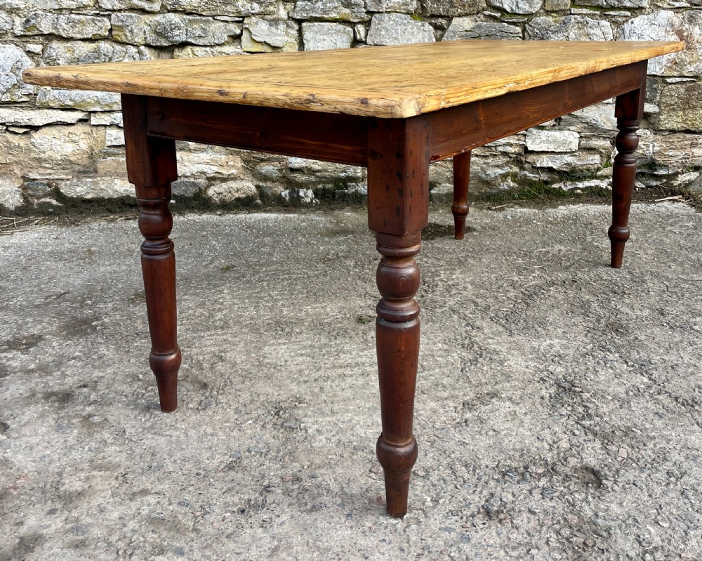 Antique Pine Farmhouse Table View V