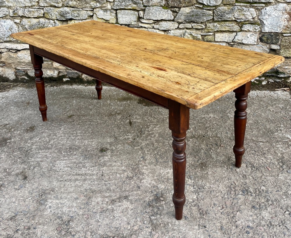 Antique Pine Farmhouse Table View XI
