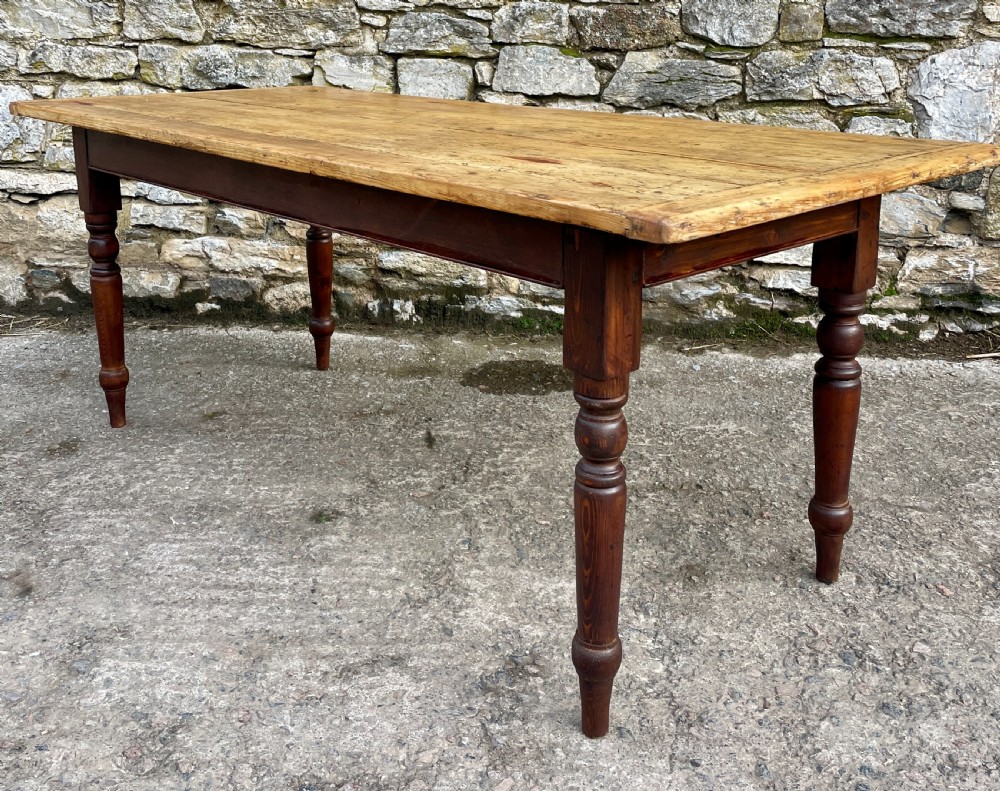 Antique Pine Farmhouse Table View XII