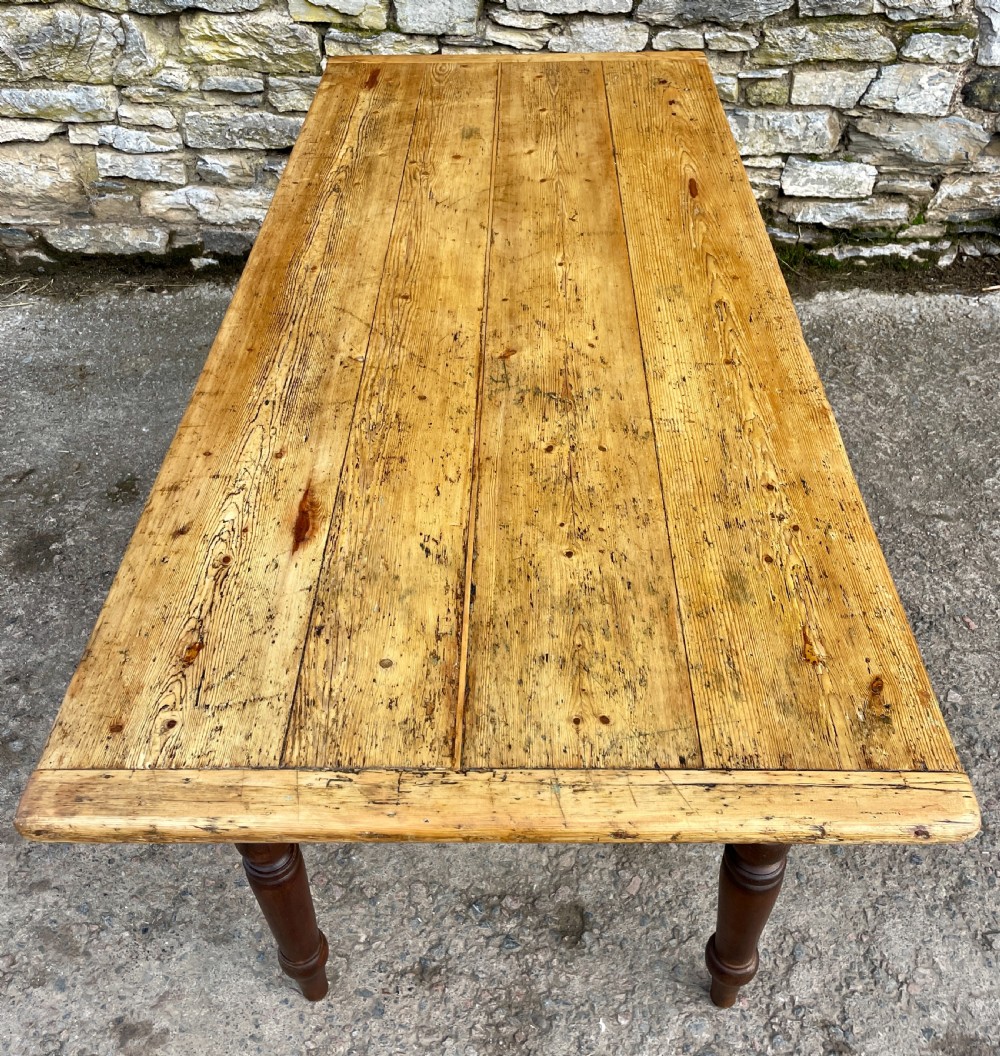 Antique Pine Farmhouse Table View XV