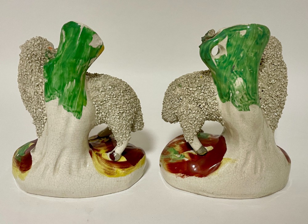 Pair of Victorian Staffordshire Sheep Spill Vases View IV