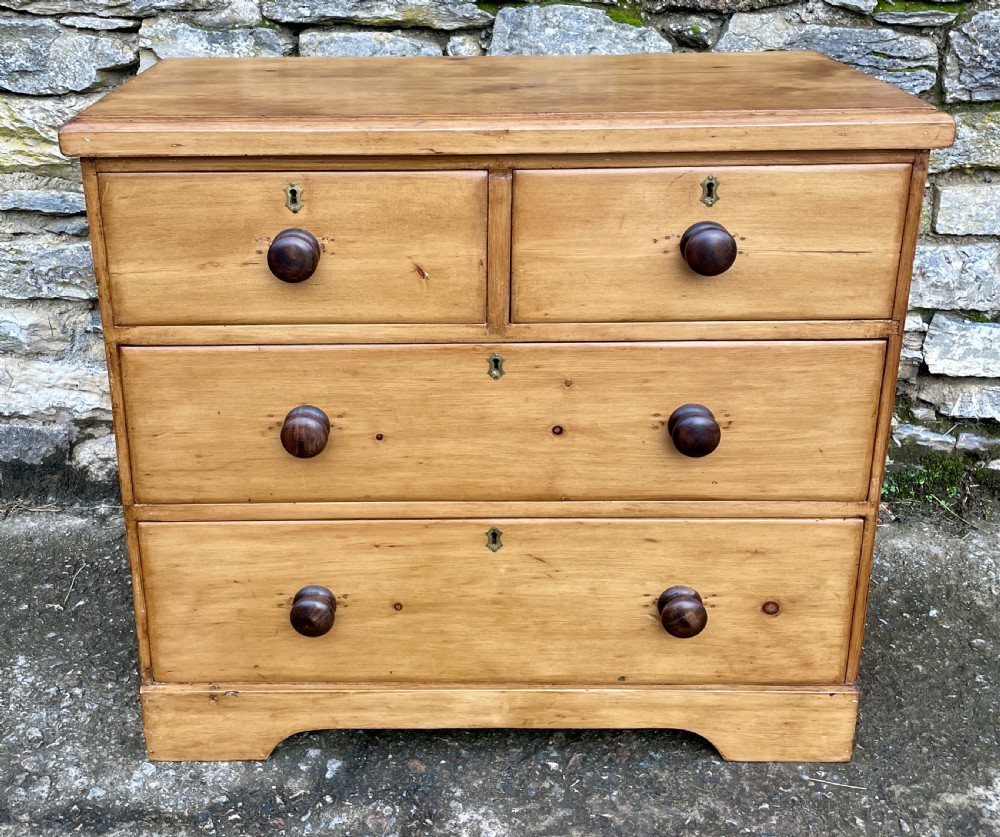 Small Antique Stripped Pine Chest of Drawers