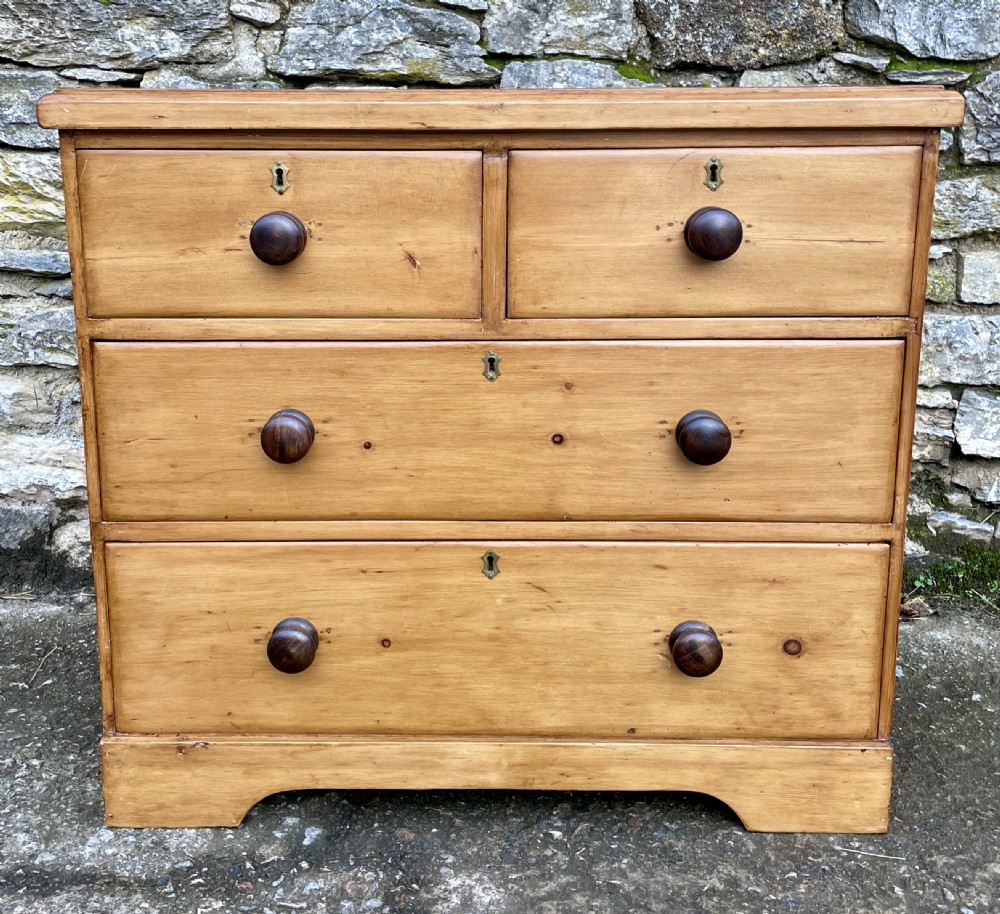 Small Antique Stripped Pine Chest of Drawers View II