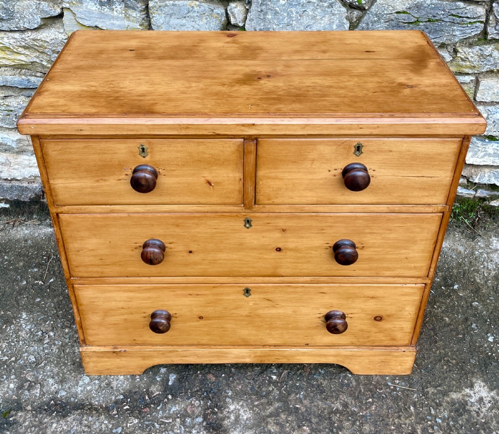 Small Antique Stripped Pine Chest of Drawers View III