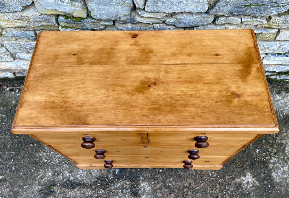 Small Antique Stripped Pine Chest of Drawers View V