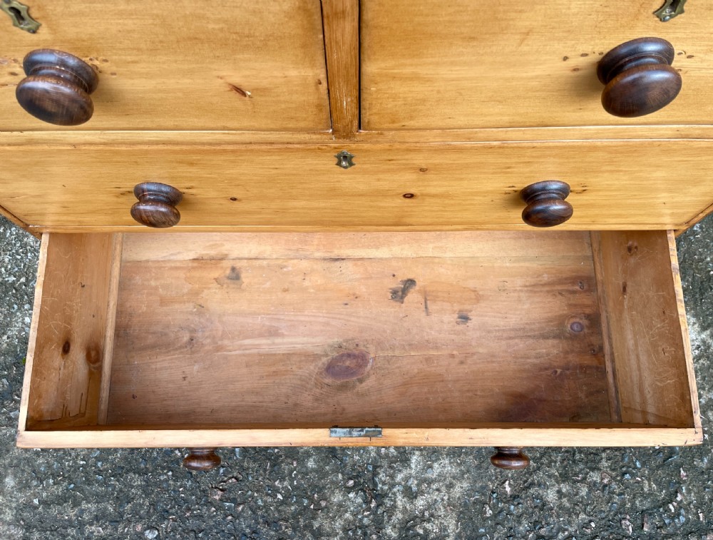 Small Antique Stripped Pine Chest of Drawers View XI
