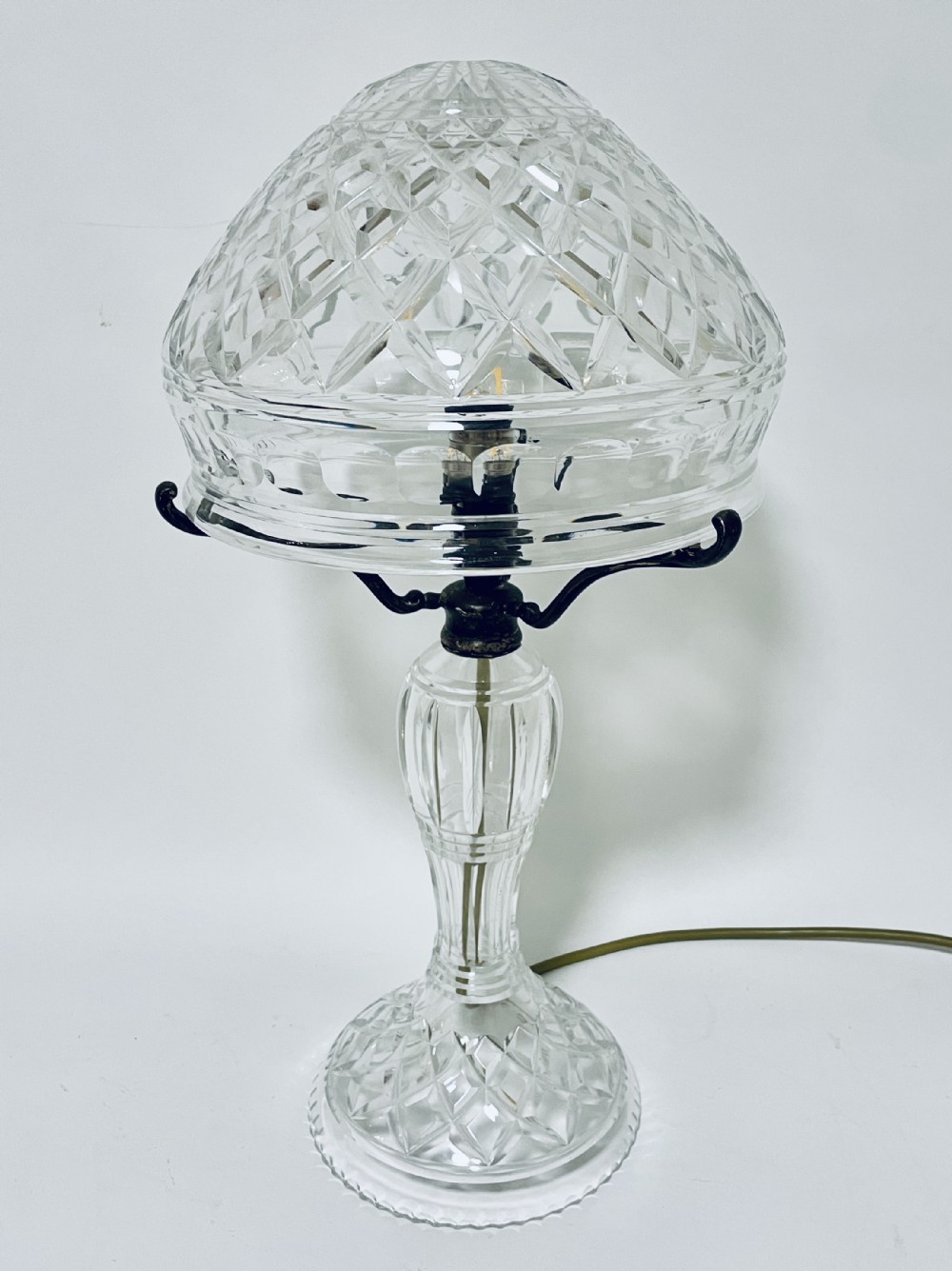 Antique Cut Glass Mushroom Table Lamp