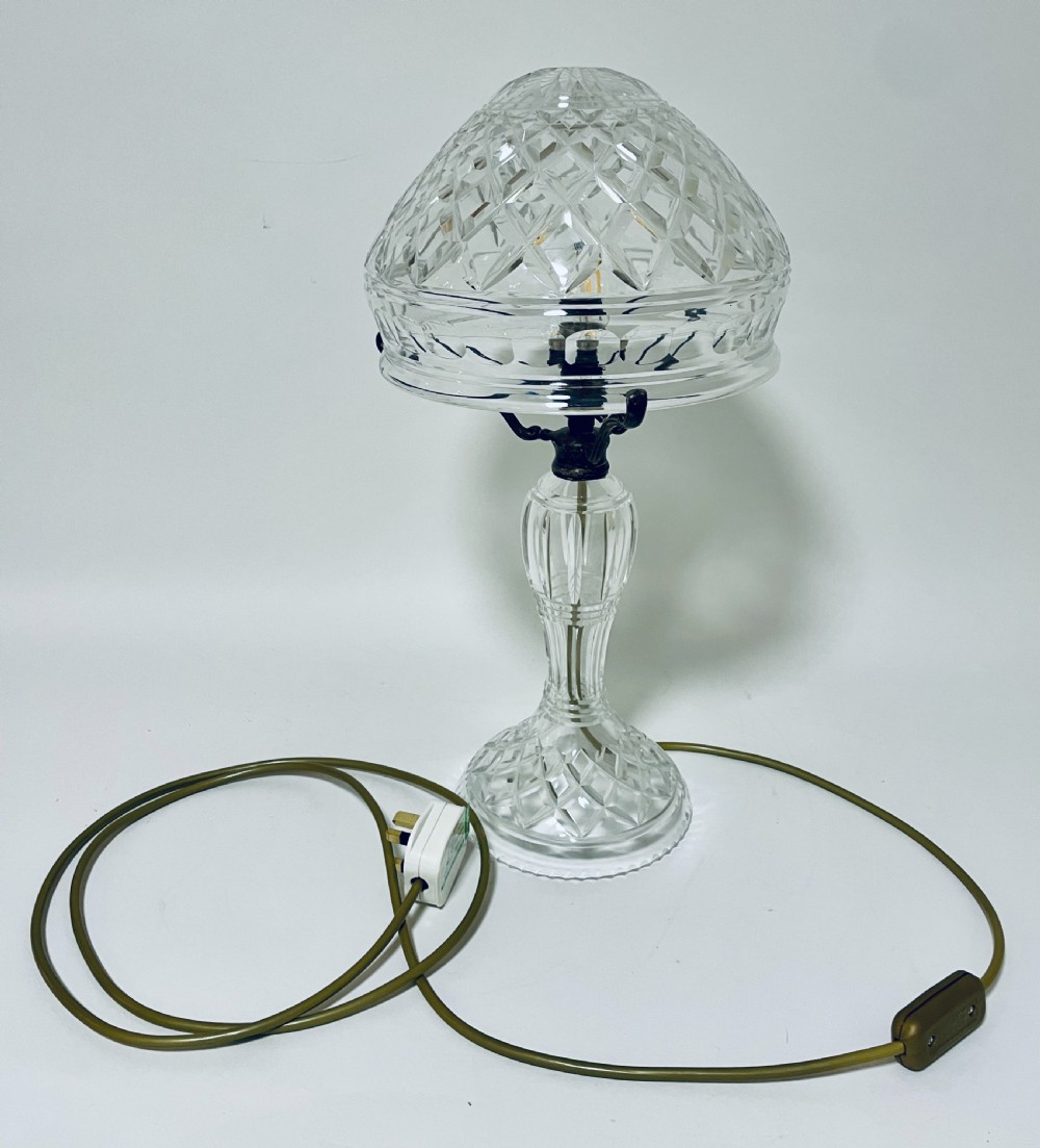Antique Cut Glass Mushroom Table Lamp View X
