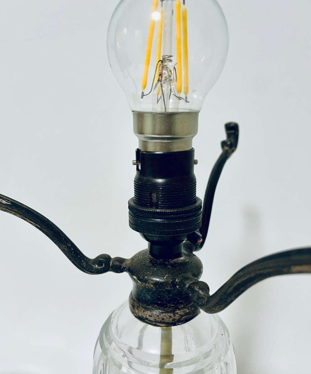 Antique Cut Glass Mushroom Table Lamp View XII