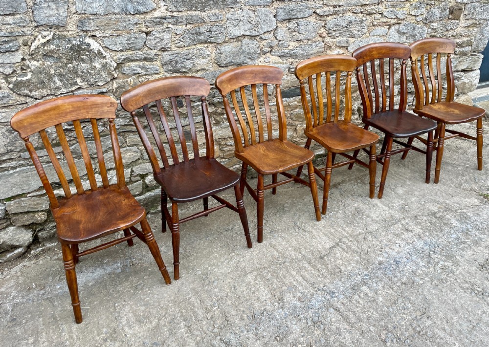 Set of 6 Victorian Lathe Back Country Chairs View II