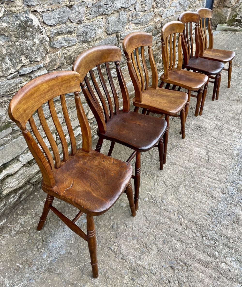 Set of 6 Victorian Lathe Back Country Chairs View IV