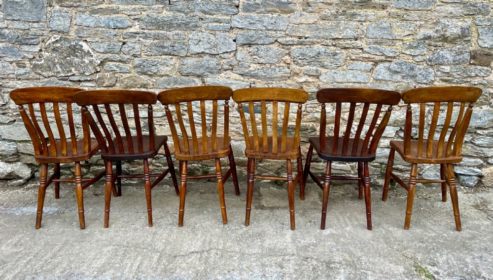 Set of 6 Victorian Lathe Back Country Chairs View VI