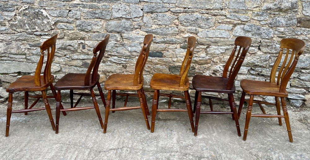 Set of 6 Victorian Lathe Back Country Chairs View VIII