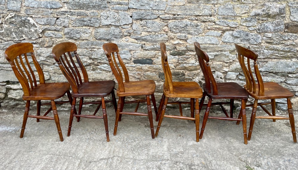 Set of 6 Victorian Lathe Back Country Chairs View IX