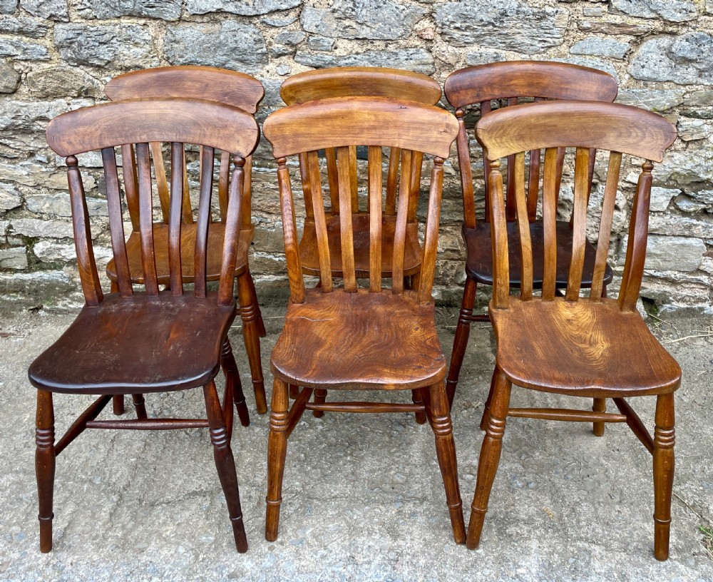 Set of 6 Victorian Lathe Back Country Chairs View X
