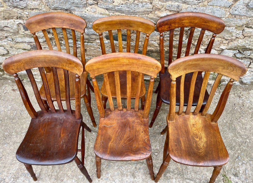 Set of 6 Victorian Lathe Back Country Chairs View XI