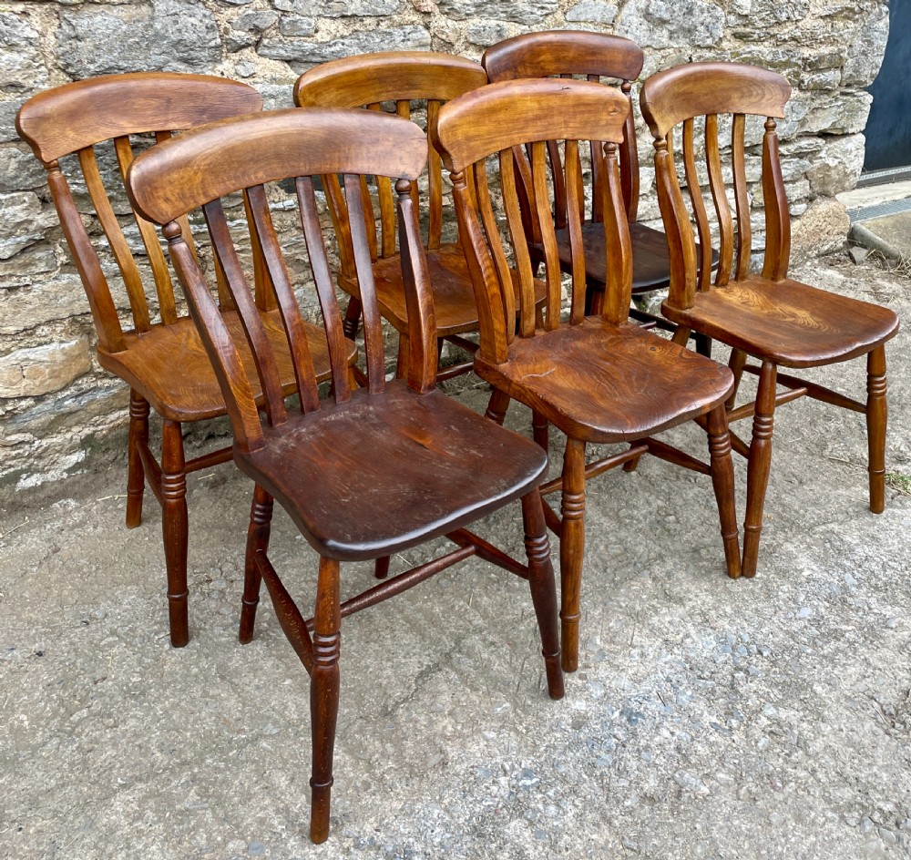 Set of 6 Victorian Lathe Back Country Chairs View XII