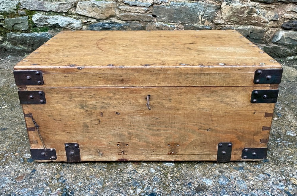 Antique 1914 Military Pine Chest View II