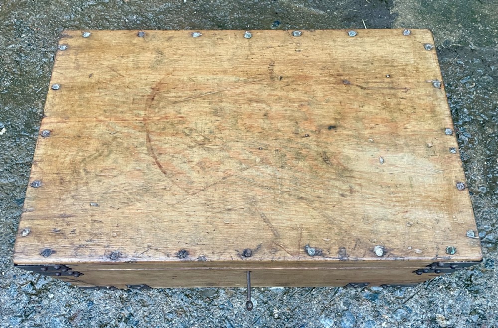 Antique 1914 Military Pine Chest View III