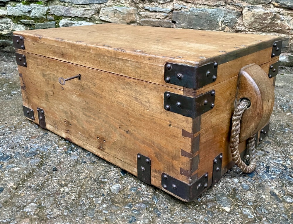 Antique 1914 Military Pine Chest View V
