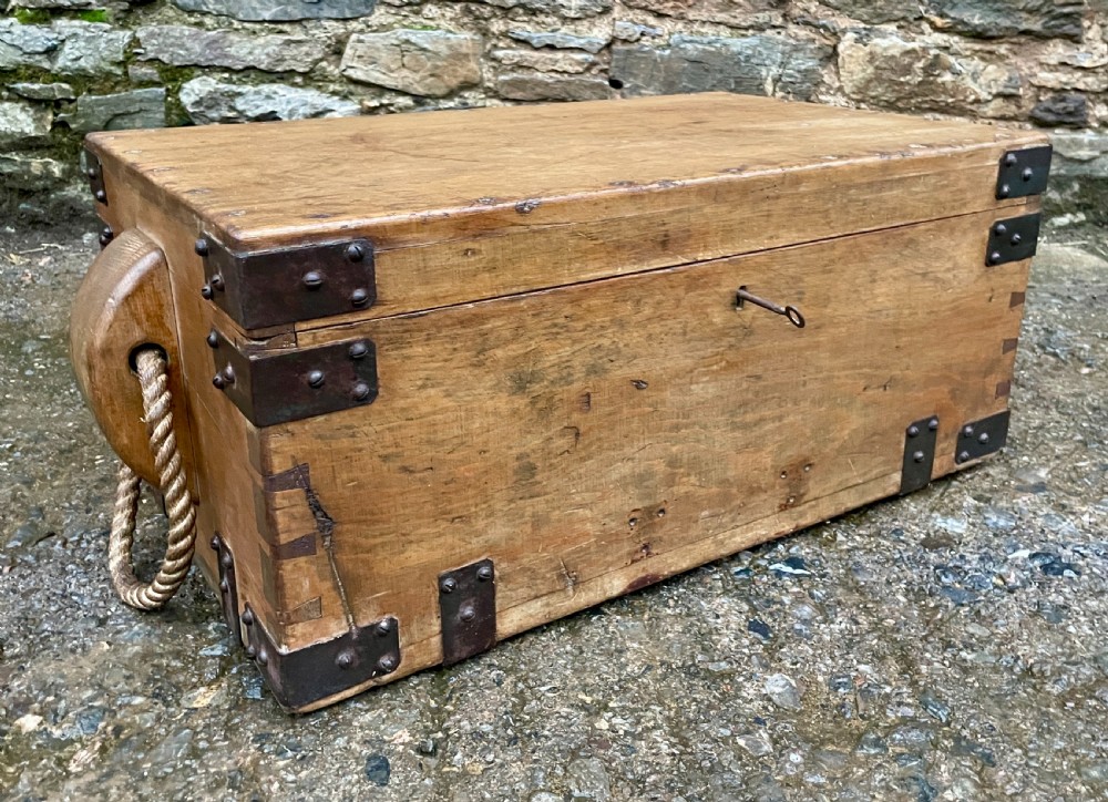 Antique 1914 Military Pine Chest View X