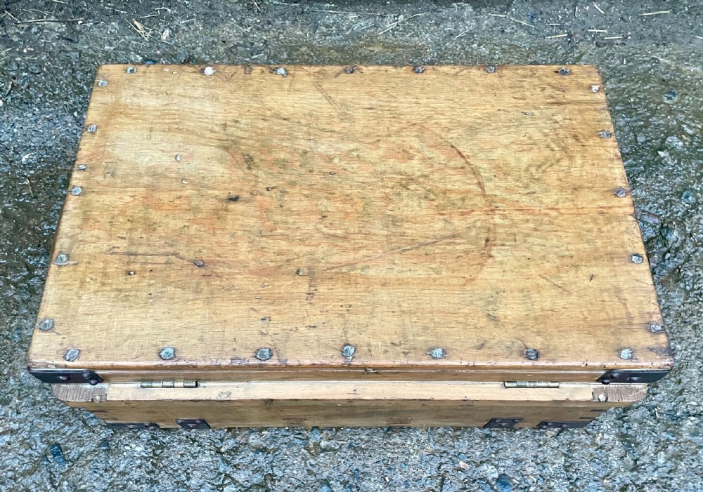 Antique 1914 Military Pine Chest View XIV